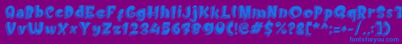 Doodletoon fill-Schriftart – Blaue Schriften auf violettem Hintergrund