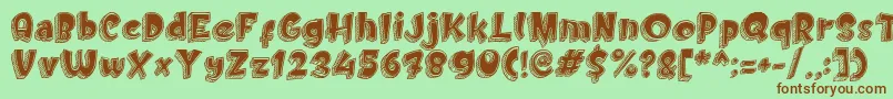 Doodletoon fill Font – Brown Fonts on Green Background