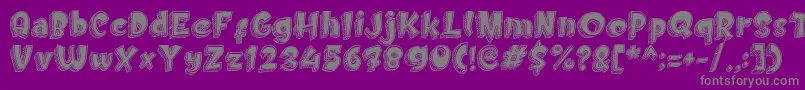 Doodletoon fill-fontti – harmaat kirjasimet violetilla taustalla