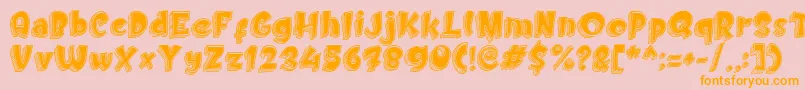 Doodletoon fill-Schriftart – Orangefarbene Schriften auf rosa Hintergrund