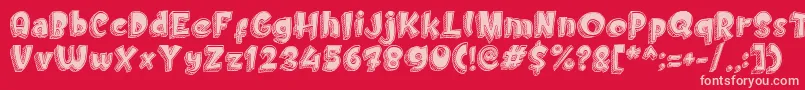 Doodletoon fill Font – Pink Fonts on Red Background