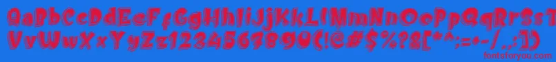 Doodletoon fill Font – Red Fonts on Blue Background