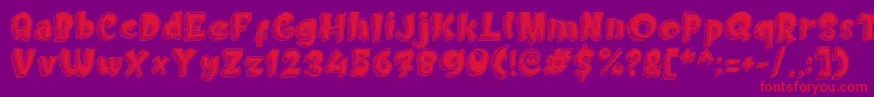 Doodletoon fill-Schriftart – Rote Schriften auf violettem Hintergrund