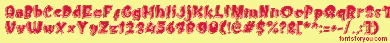 Doodletoon fill Font – Red Fonts on Yellow Background