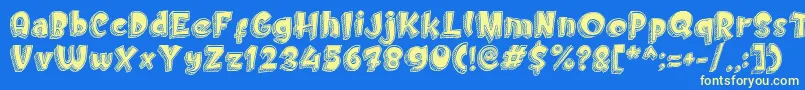 Doodletoon fill Font – Yellow Fonts on Blue Background