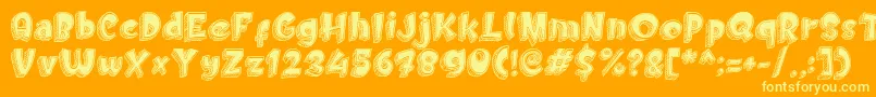 Doodletoon fill-Schriftart – Gelbe Schriften auf orangefarbenem Hintergrund