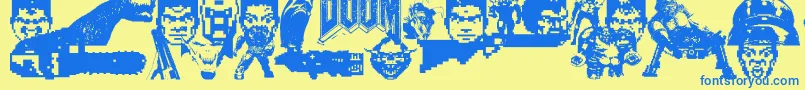 Doom And Gloom Font – Blue Fonts on Yellow Background
