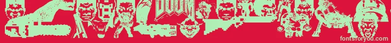 フォントDoom And Gloom – 赤い背景に緑の文字