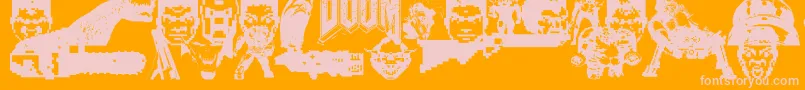 Doom And Gloom-Schriftart – Rosa Schriften auf orangefarbenem Hintergrund