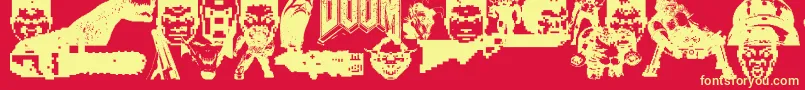 フォントDoom And Gloom – 黄色の文字、赤い背景