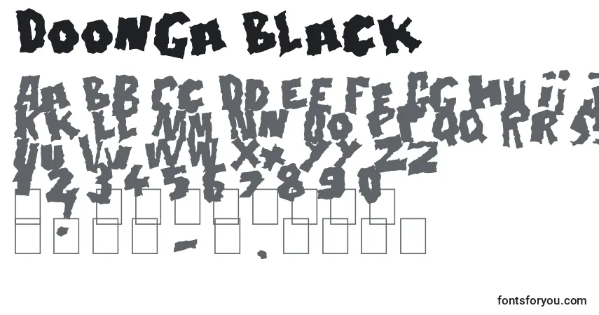 Schriftart Doonga Black – Alphabet, Zahlen, spezielle Symbole