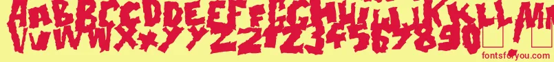 Doonga Black-fontti – punaiset fontit keltaisella taustalla