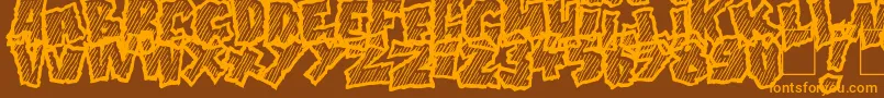 Czcionka Doonga Slash – pomarańczowe czcionki na brązowym tle