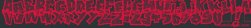 フォントDoonga Slash – 黒い背景に赤い文字