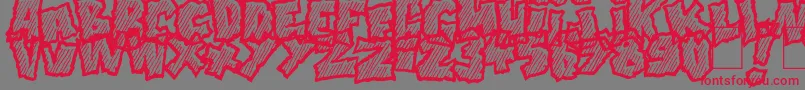フォントDoonga Slash – 赤い文字の灰色の背景