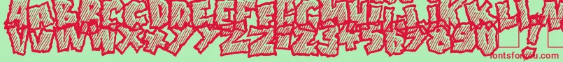 フォントDoonga Slash – 赤い文字の緑の背景
