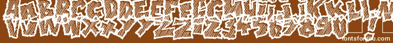 Czcionka Doonga Slash – białe czcionki na brązowym tle