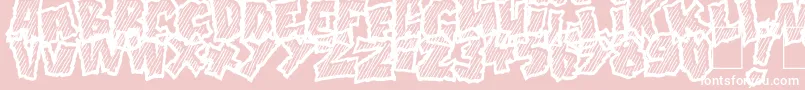 Doonga Slash-Schriftart – Weiße Schriften auf rosa Hintergrund