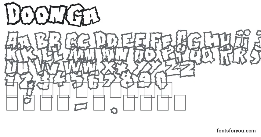 Schriftart Doonga – Alphabet, Zahlen, spezielle Symbole