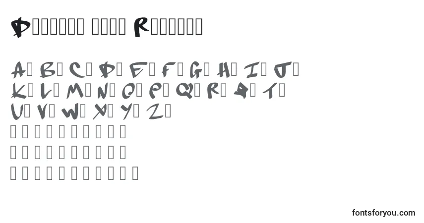 Czcionka Dopebam demo Regular – alfabet, cyfry, specjalne znaki