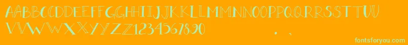 DORA DORE-Schriftart – Grüne Schriften auf orangefarbenem Hintergrund