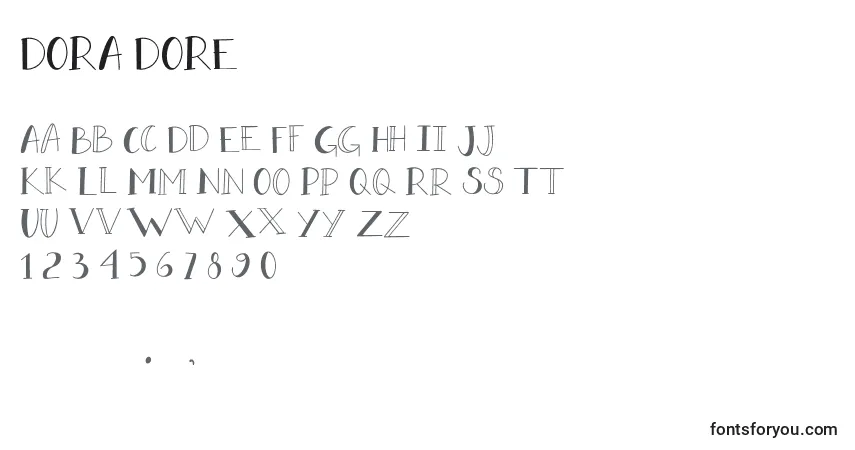 Шрифт DORA DORE (125391) – алфавит, цифры, специальные символы
