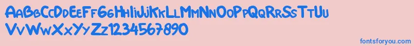 Doraemon Font – Blue Fonts on Pink Background