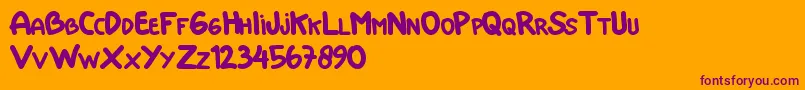 Doraemon Font – Purple Fonts on Orange Background