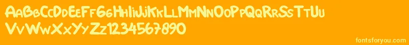 Doraemon Font – Yellow Fonts on Orange Background