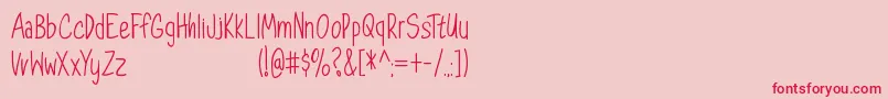 フォントDorathy   Personal Use Only – ピンクの背景に赤い文字
