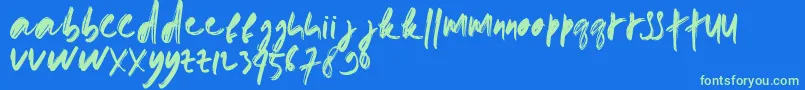 doremi brush-Schriftart – Grüne Schriften auf blauem Hintergrund