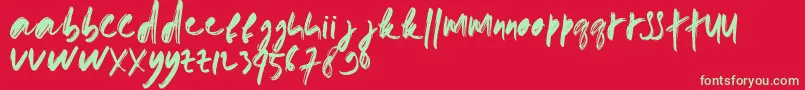 doremi brush-Schriftart – Grüne Schriften auf rotem Hintergrund
