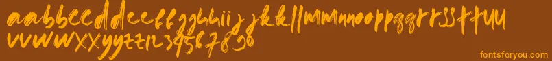 doremi brush Font – Orange Fonts on Brown Background