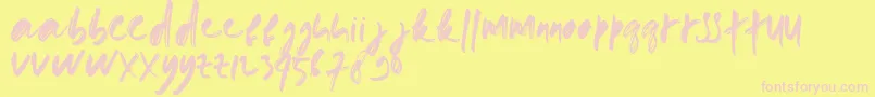 doremi brush Font – Pink Fonts on Yellow Background