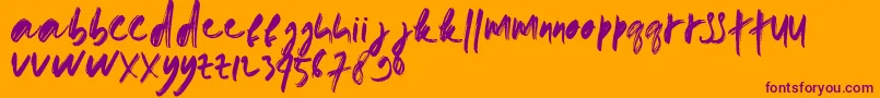 doremi brush Font – Purple Fonts on Orange Background