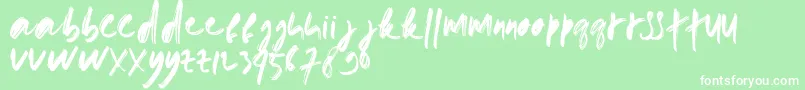 doremi brush-Schriftart – Weiße Schriften auf grünem Hintergrund