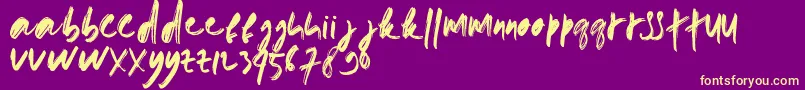 doremi brush Font – Yellow Fonts on Purple Background