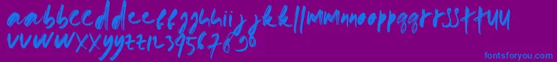 doremi brush-Schriftart – Blaue Schriften auf violettem Hintergrund