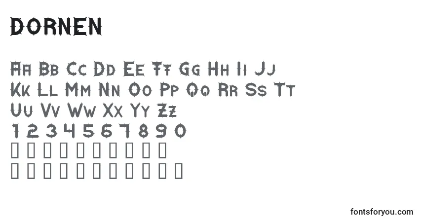 Fuente DORNEN   (125397) - alfabeto, números, caracteres especiales