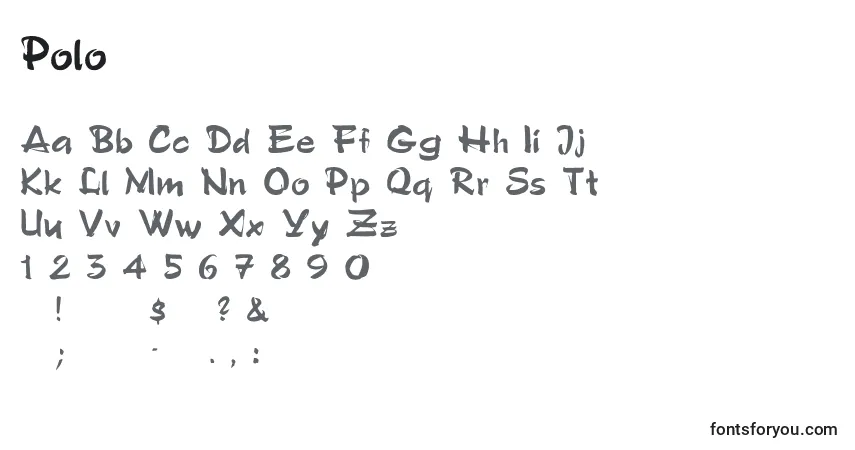 Schriftart Polo – Alphabet, Zahlen, spezielle Symbole