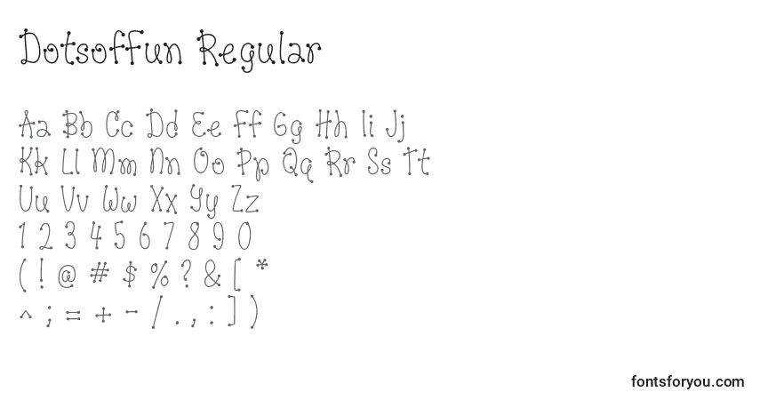 Schriftart DotsofFun Regular – Alphabet, Zahlen, spezielle Symbole