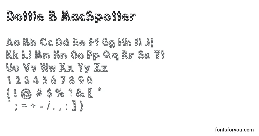 Schriftart Dottie B MacSpotter – Alphabet, Zahlen, spezielle Symbole