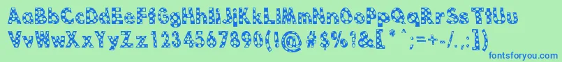 Dottie B MacSpotter Font – Blue Fonts on Green Background