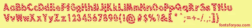 Dottie B MacSpotter Font – Red Fonts on Yellow Background