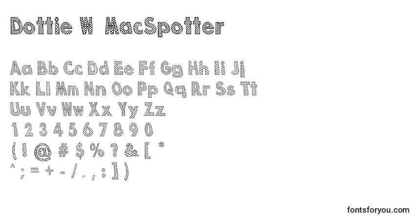 Czcionka Dottie W  MacSpotter – alfabet, cyfry, specjalne znaki