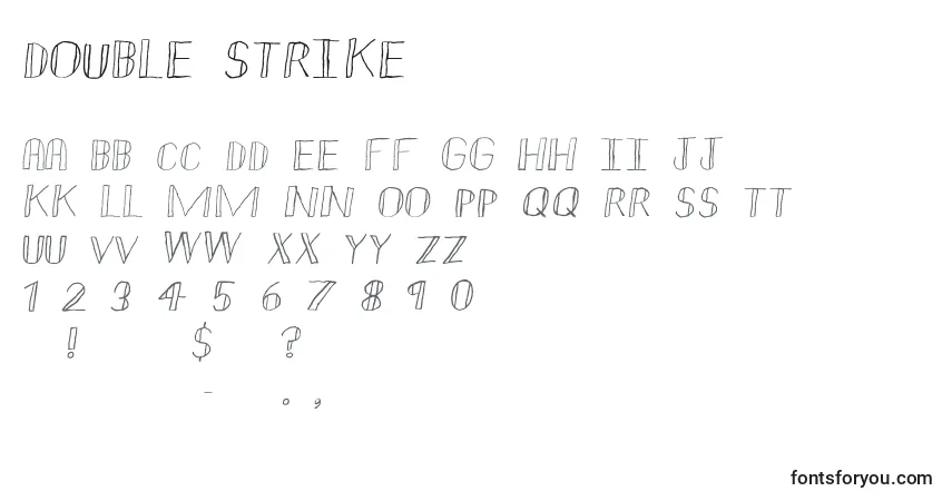 Czcionka Double Strike – alfabet, cyfry, specjalne znaki