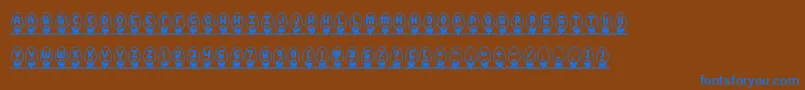 XmasLightsBrk-Schriftart – Blaue Schriften auf braunem Hintergrund