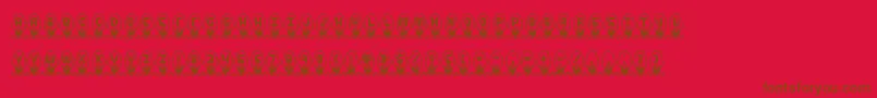 XmasLightsBrk-Schriftart – Braune Schriften auf rotem Hintergrund