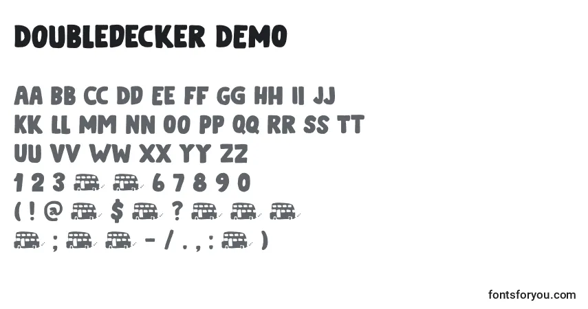 Schriftart Doubledecker DEMO – Alphabet, Zahlen, spezielle Symbole