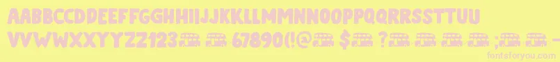 Doubledecker DEMO-fontti – vaaleanpunaiset fontit keltaisella taustalla